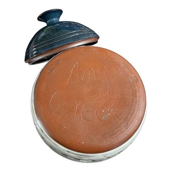 Vintage Amy Green Artist
Signed Pottery  Stoneware Garlic Jar With Lid - Picture 6 of 9